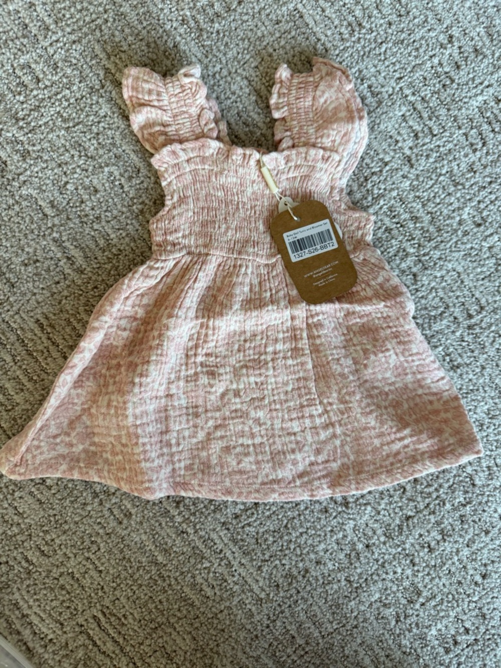 Angel Dear Pink Textured Ruffle Strap Casual Dress